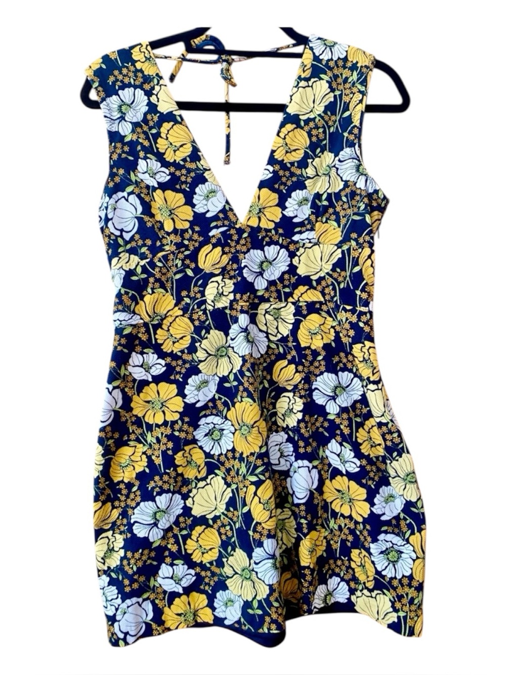 Zara Trafaluc Retro Floral Fit & Flare Mini Dress Open Back Size L